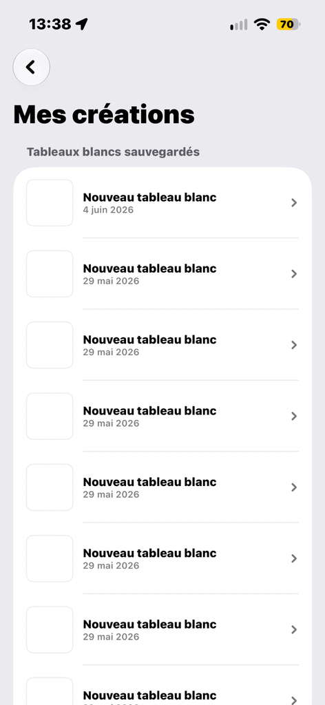 Créations sauvegardées